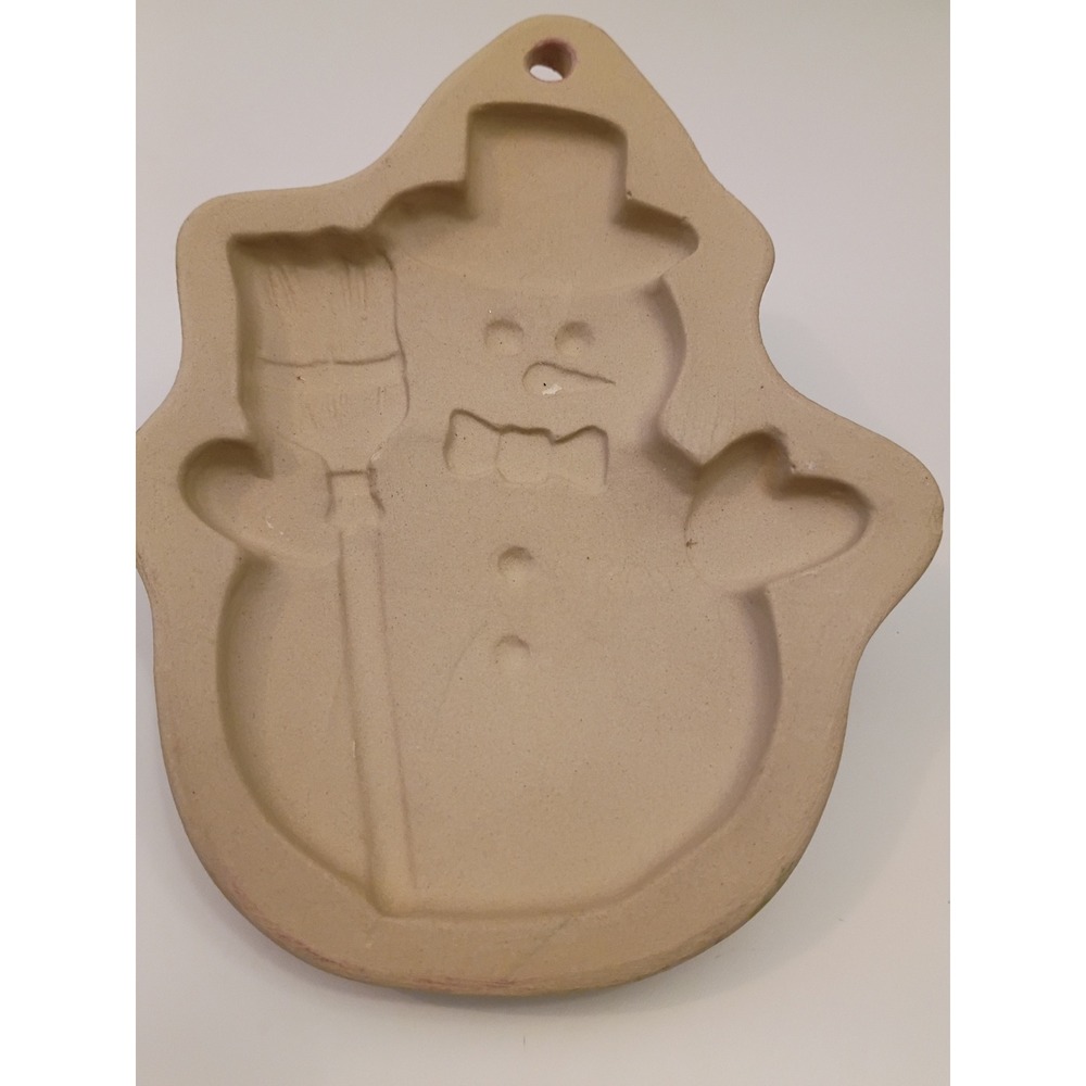 Vintage 1994 Sassafras Superstone Snowman Cookie Mold Stoneware Made in USA
